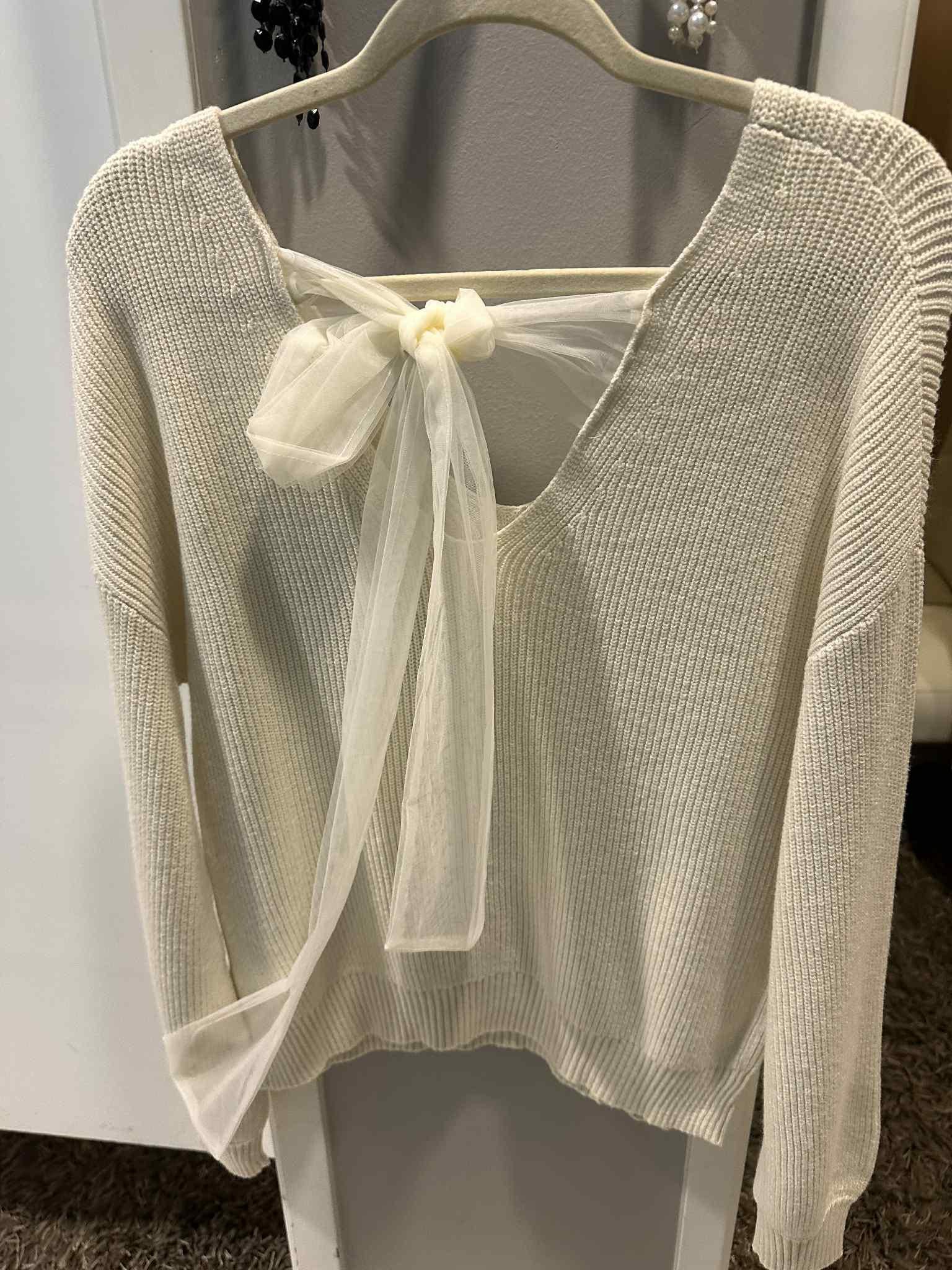 Bow Detail Drop Shoulder Sweater