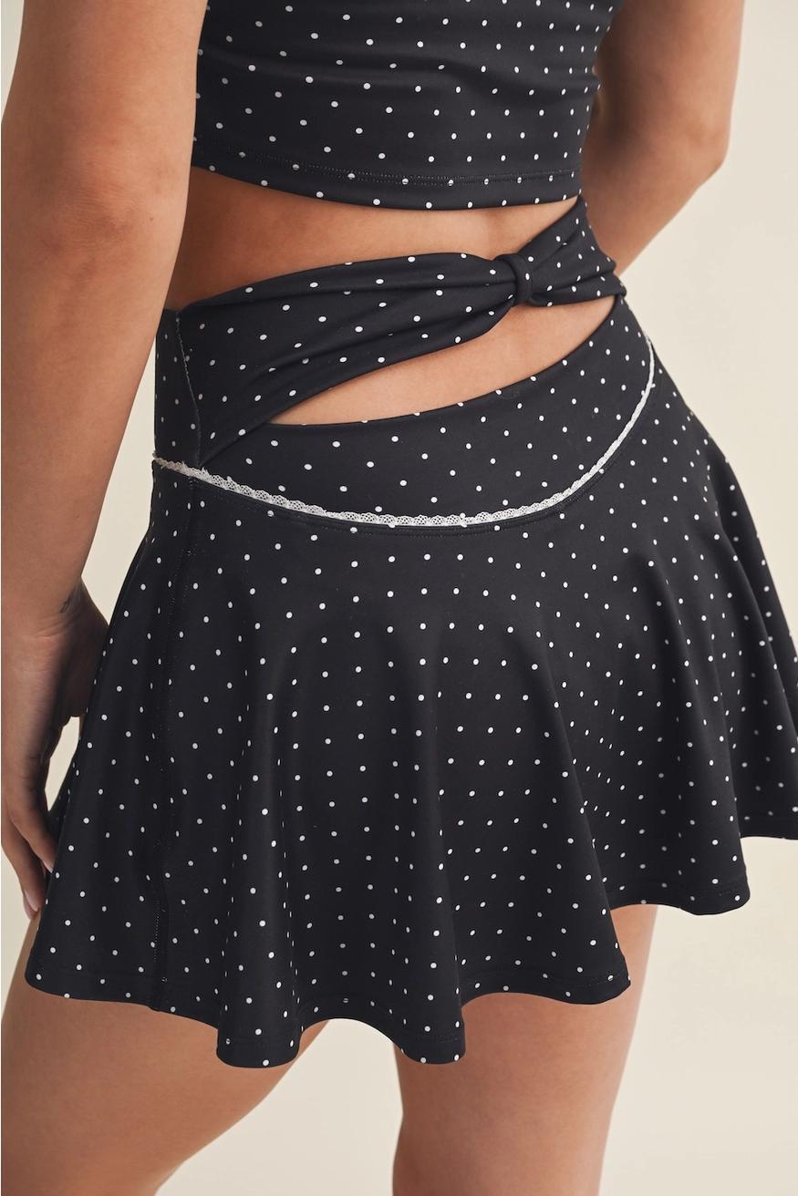 Black Polka Dot Top/Skort Athletic Set