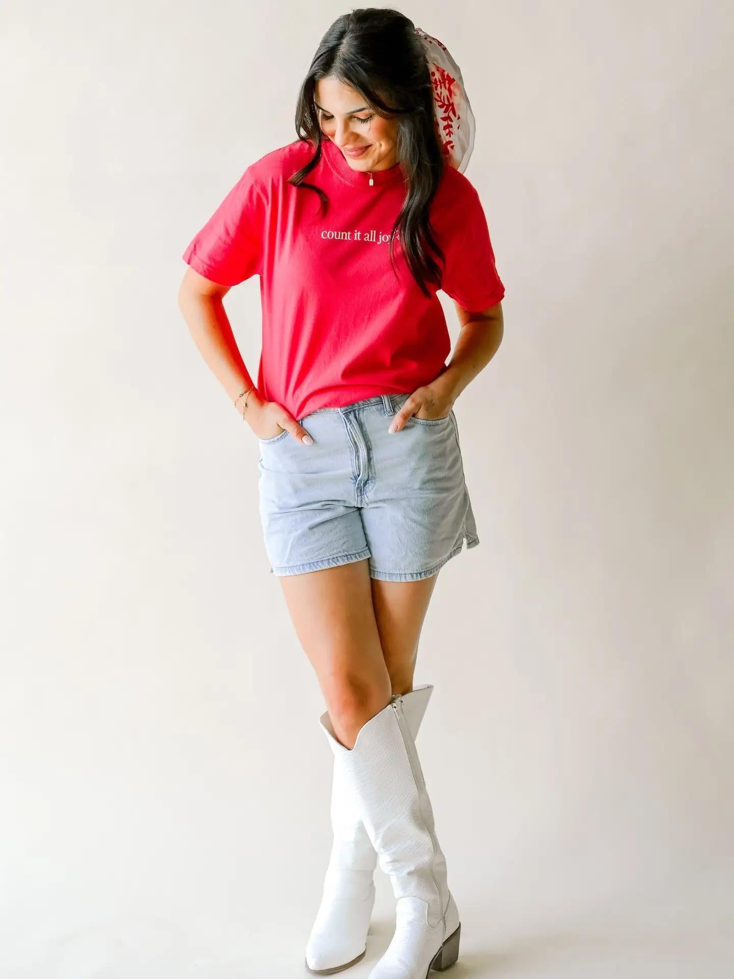 Count It All Joy Tee - Cherry Red