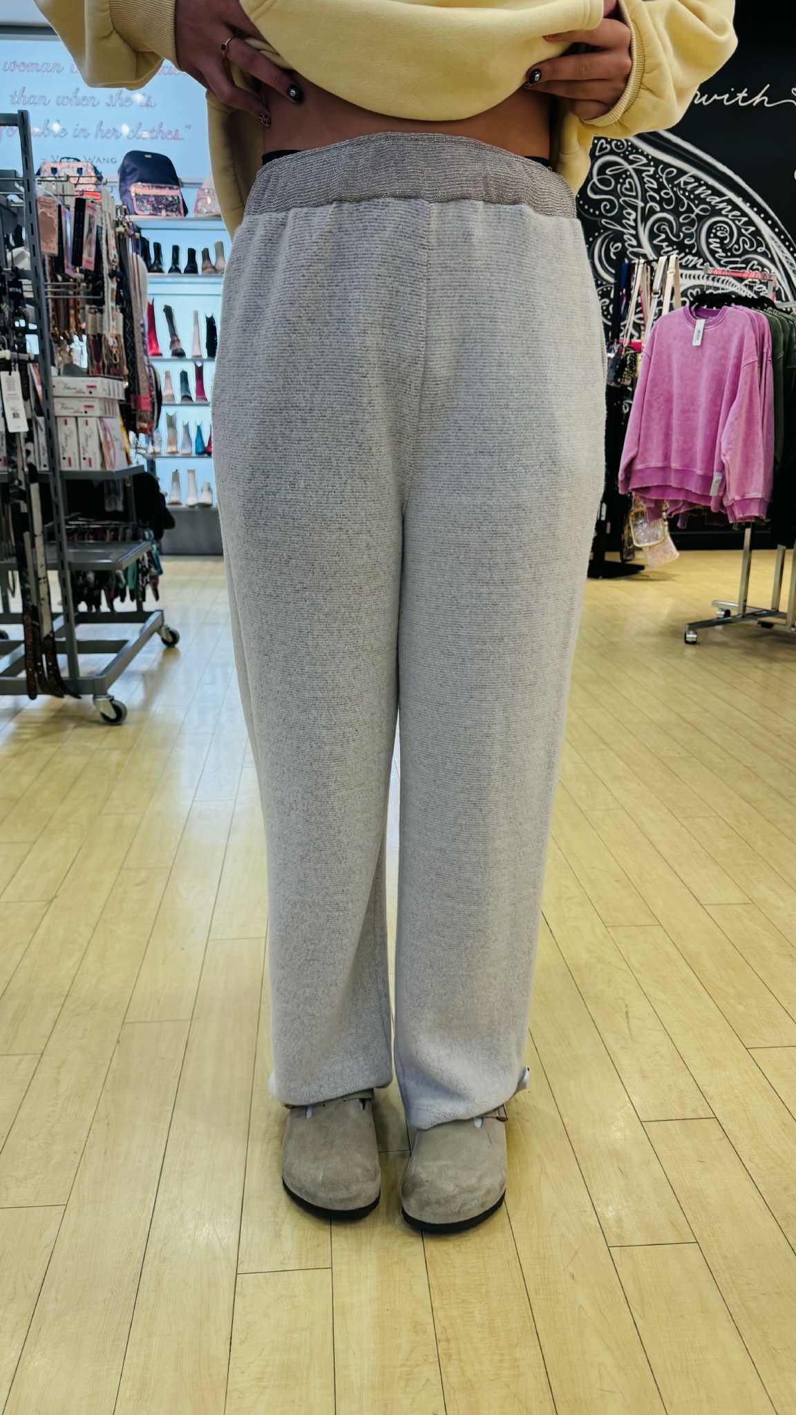 Taupe Brushed Wide Leg Pants