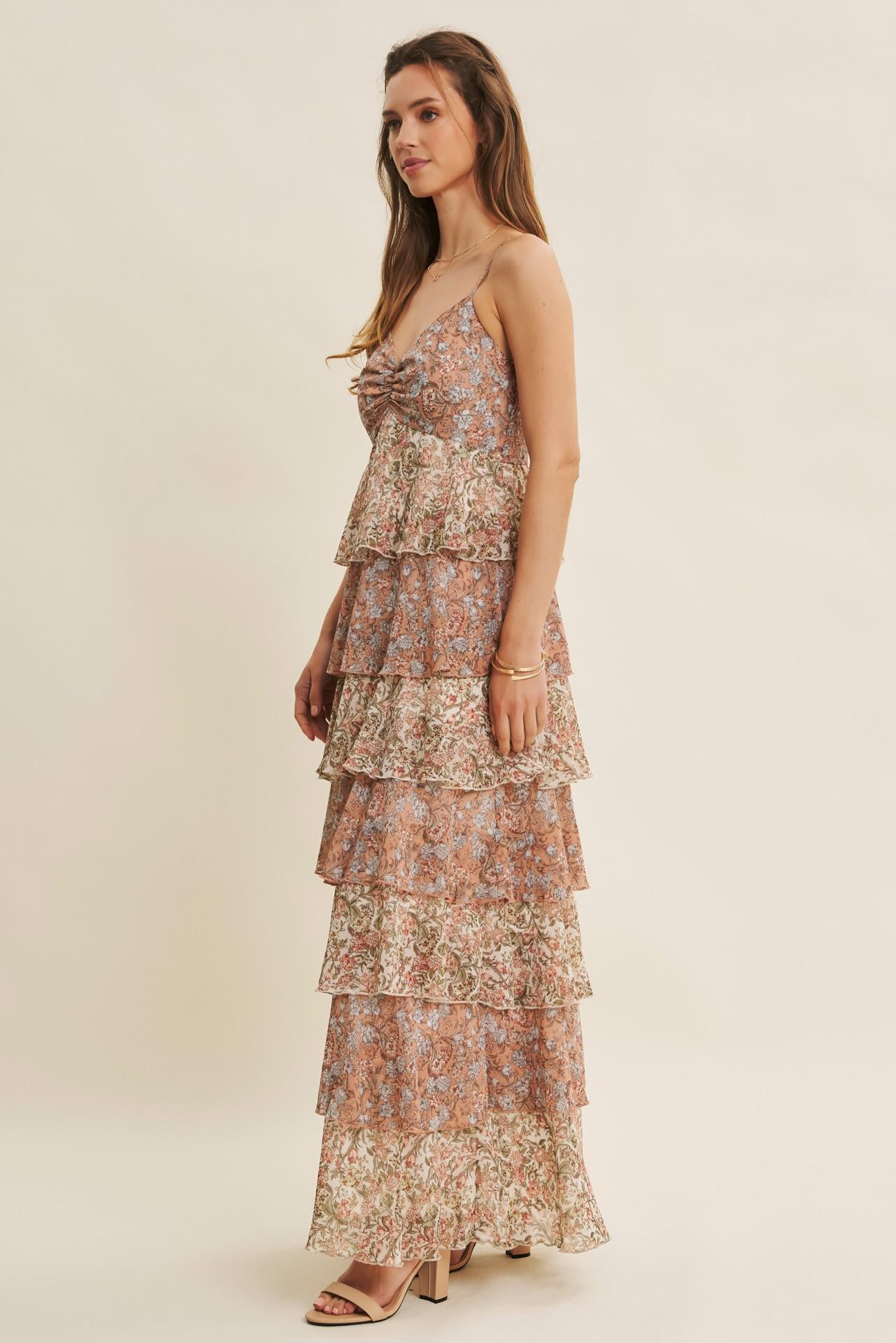 Clay Multi Ruffle Maxi Dress