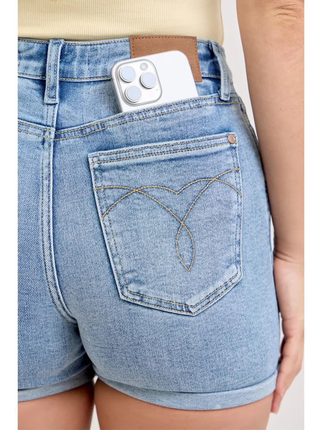 Judy Blue HW Slim Shorts w/ Cell Phone Back Pocket