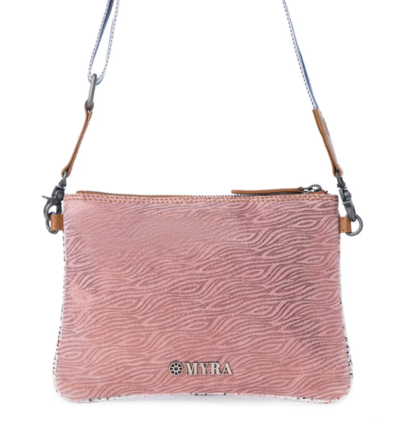 Rosette Trail Leather Bag in Mauve Snake Print