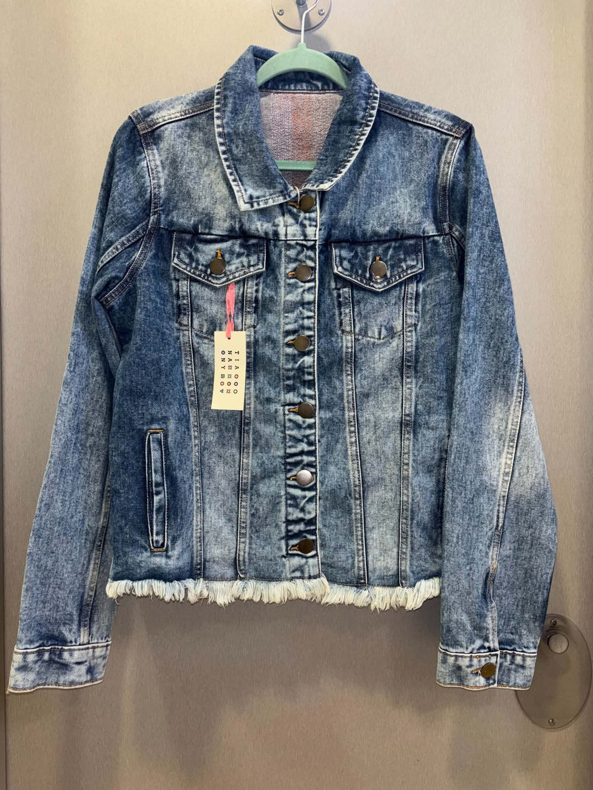 Pink/Orange Stripe Bee Detailed Denim Jacket