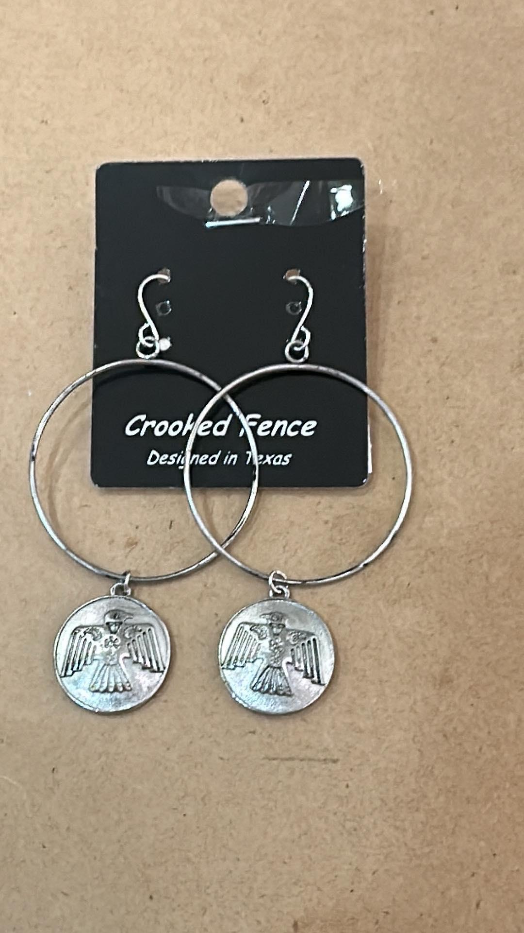 Silver Coin Hoop Earrings