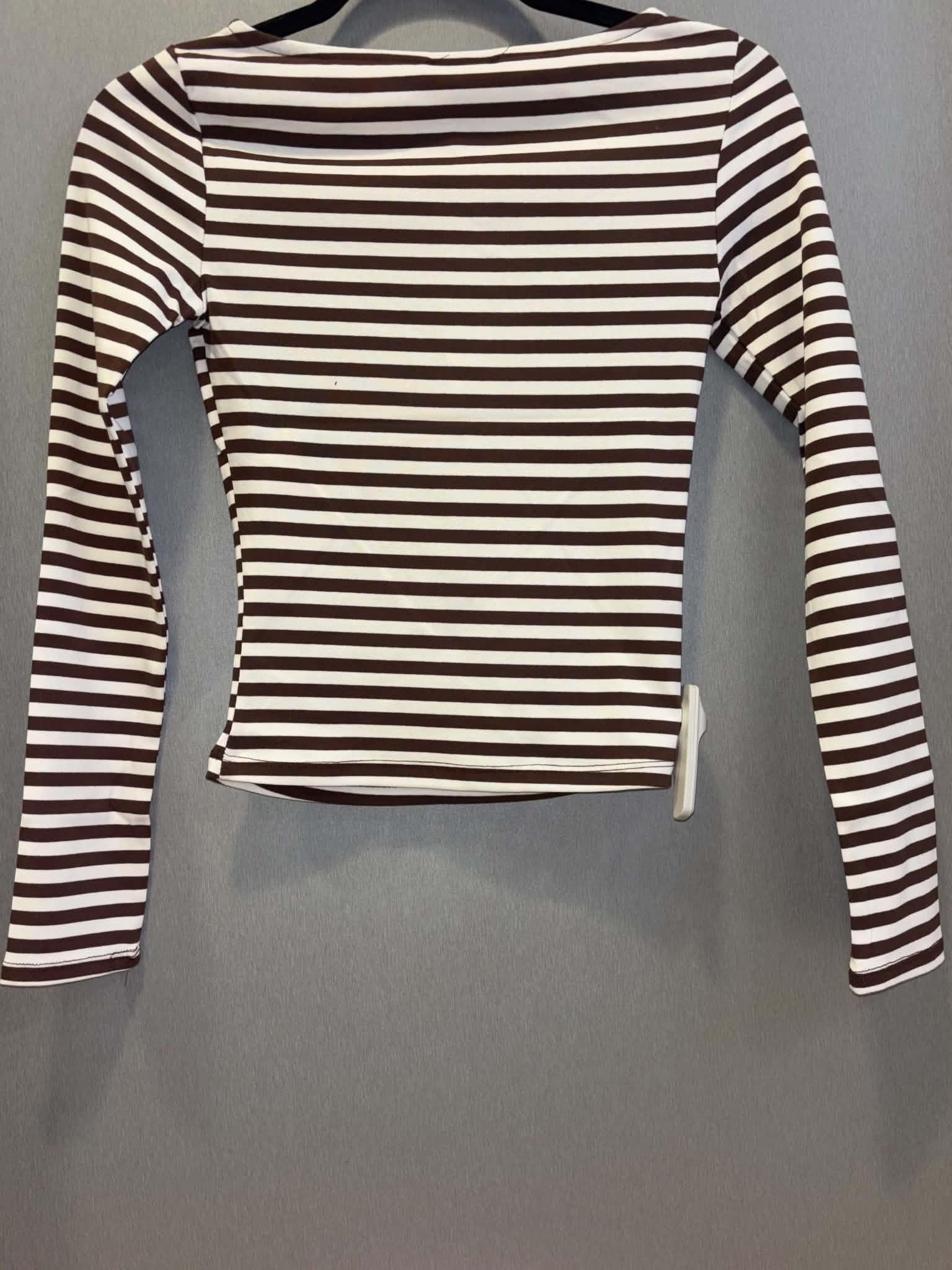 Boat Neck Striped Long Sleeve Top