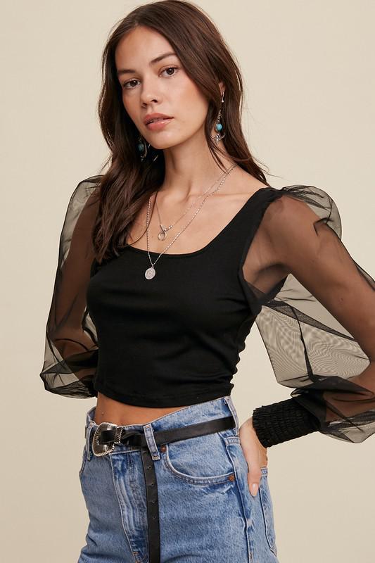 Mesh Sleeve Top