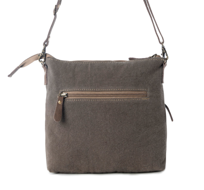 Wildprint Trail Vintage Crossbody Bag for Women in olive with tile detail