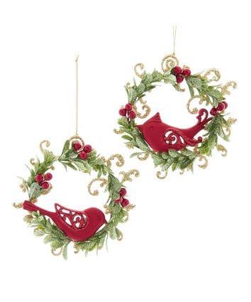 Red Bird Wreath Ornament