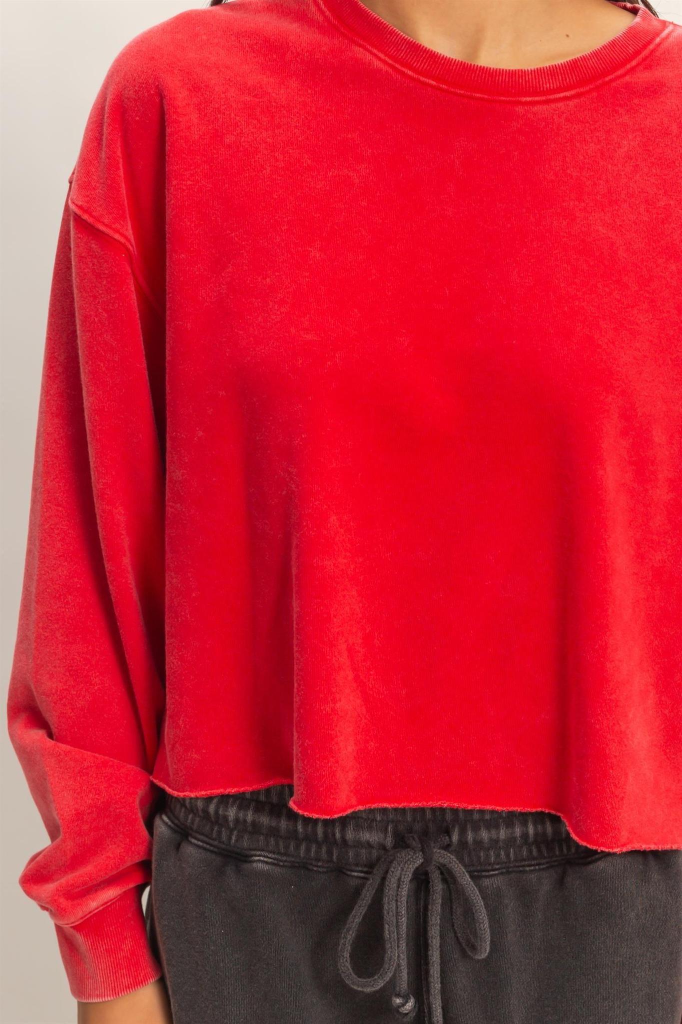 Cropped Mineral Wash Sweatshirt