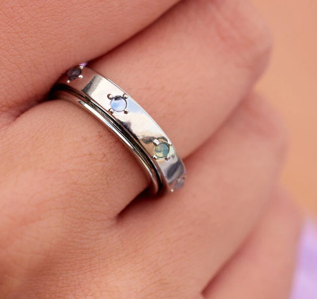 Silver Mental Health Awareness Fidget Ring