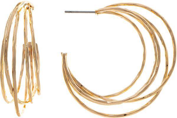 Gold Wired Post Hoop Earrings