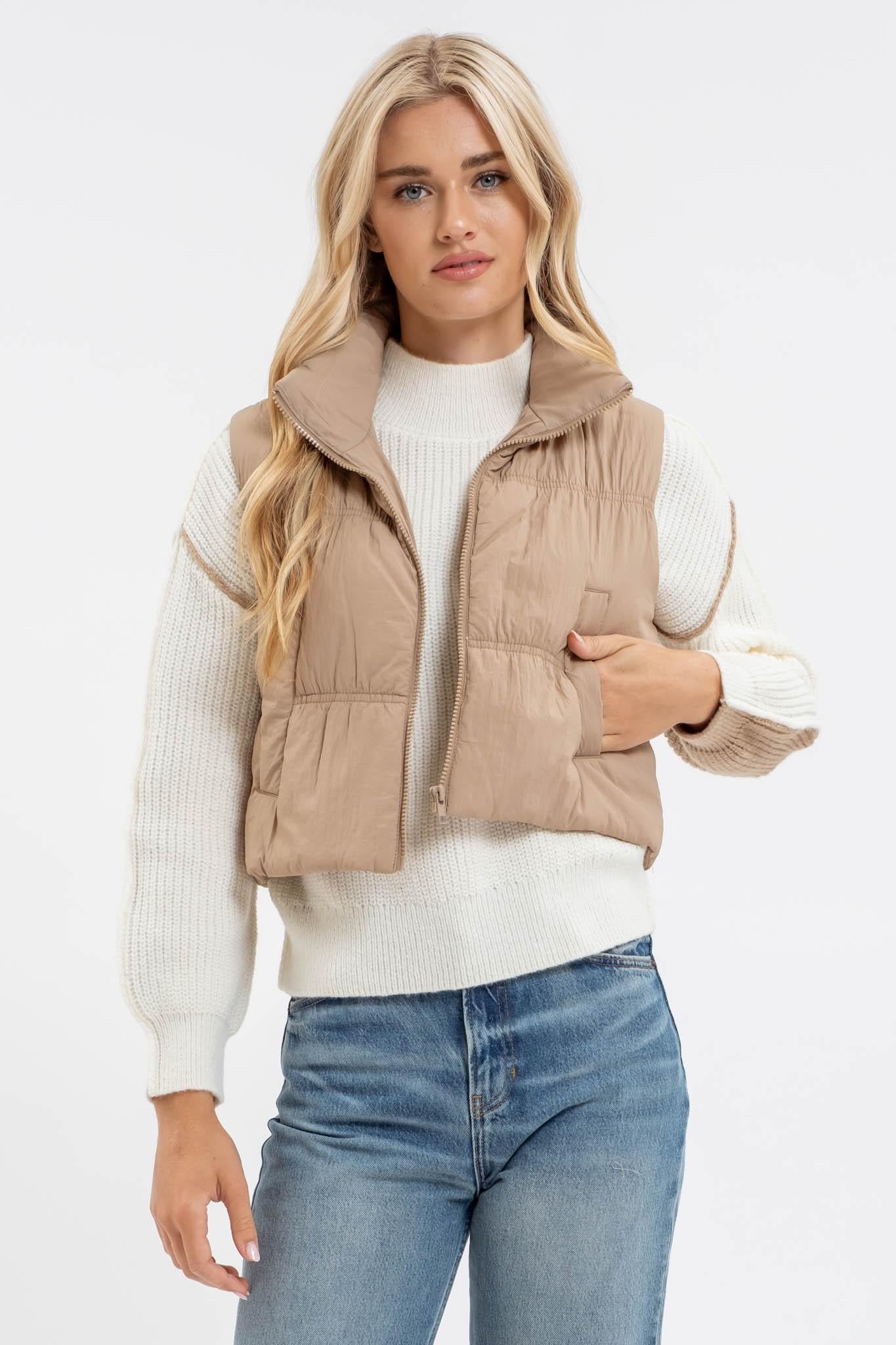 Mocha Cropped Puffer