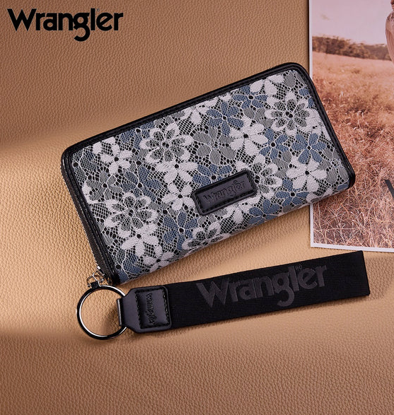 Wrangler Lace Floral RFID Blocking Zip Around Wallet