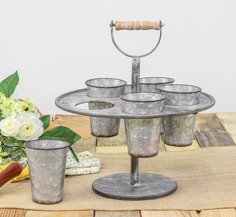 Quintuple Bud Vase W/Handle