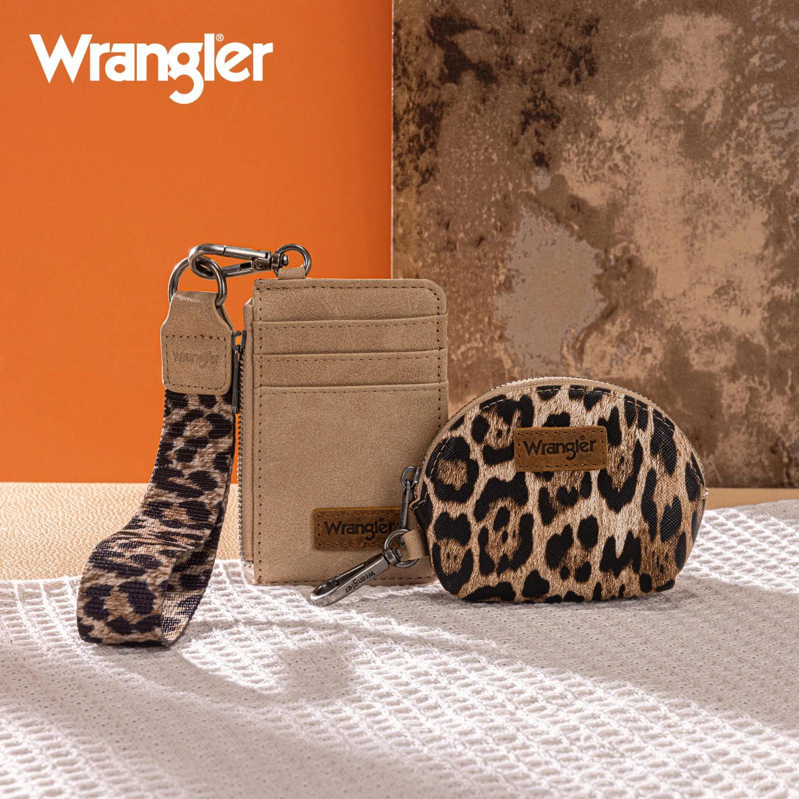 Wrangler Leopard Print Dual Pouch Wristlet