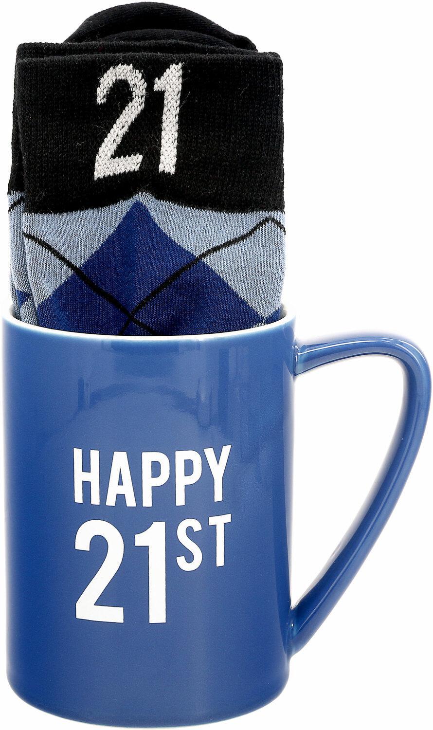 Happy 21st - 18 oz Mug and Sock Set