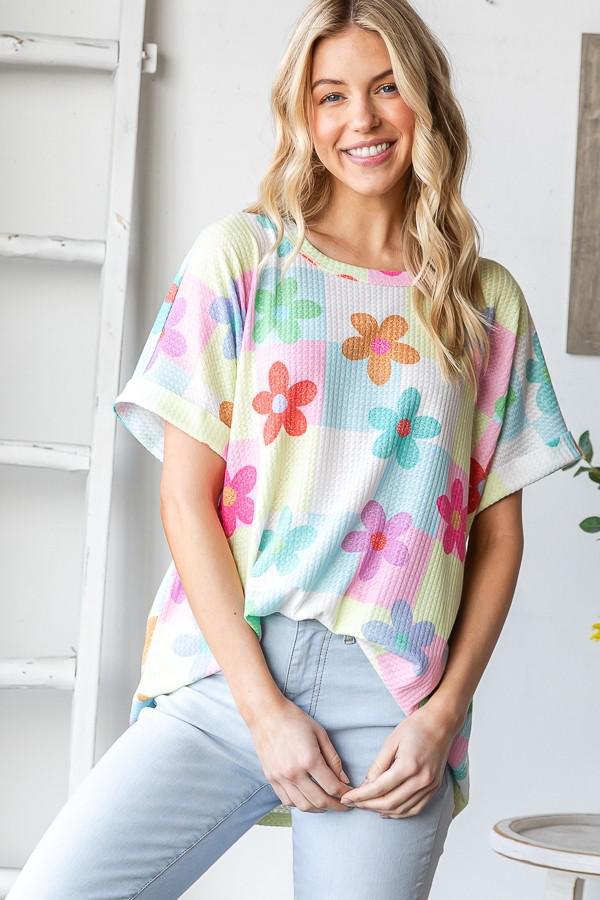 Short Sleeve Floral Print Top