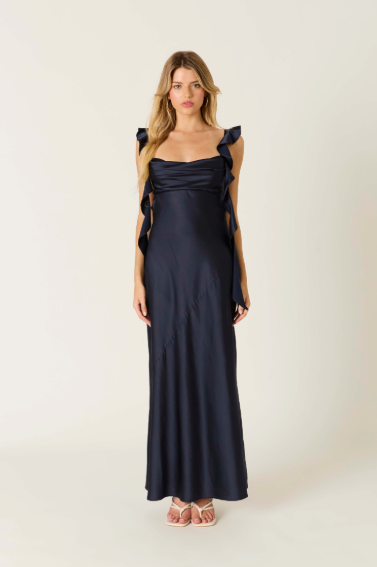 Midnight Silk Long Maxi Dress