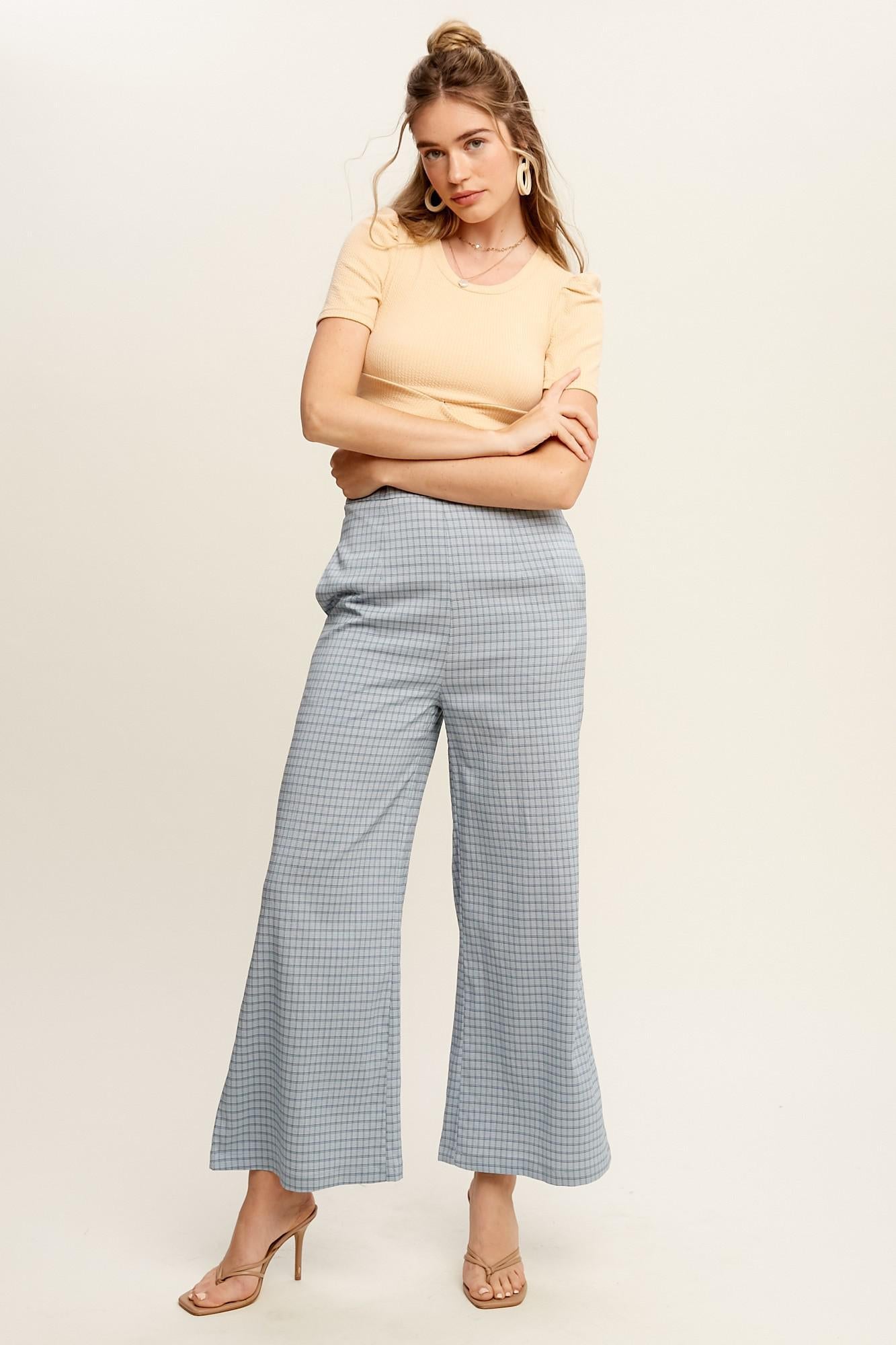 Plaid Wide Opening Woven Pants