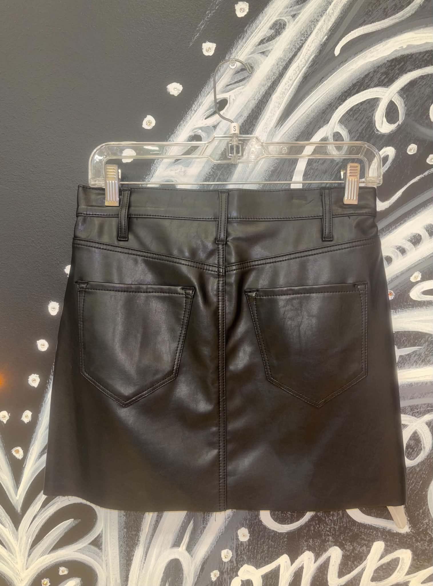 PU High Rise Black Mini Skirt