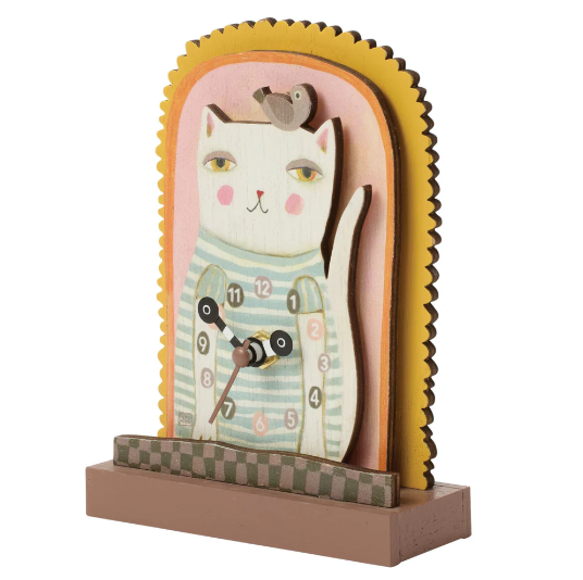 Allen Designs Purrfect Time Wood Desk Clock