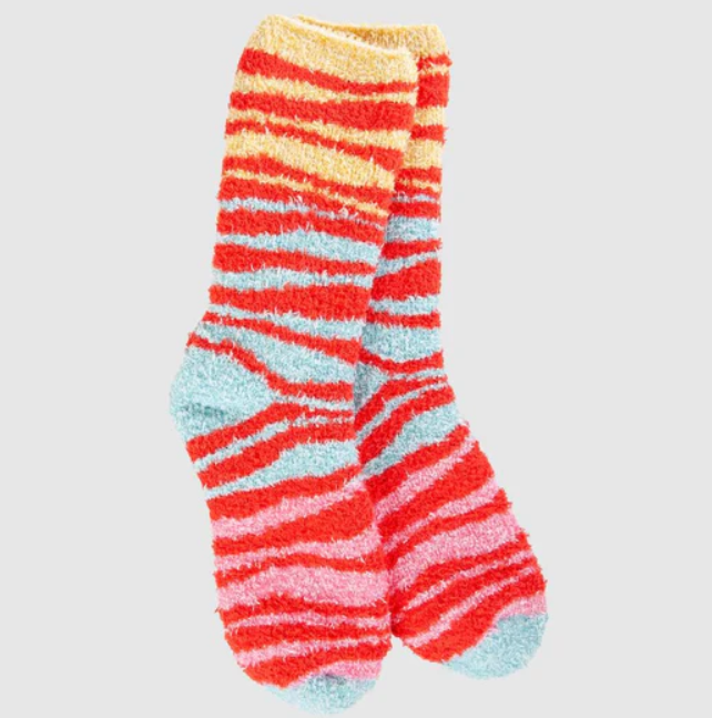 Orange Multi Zebra Print Socks