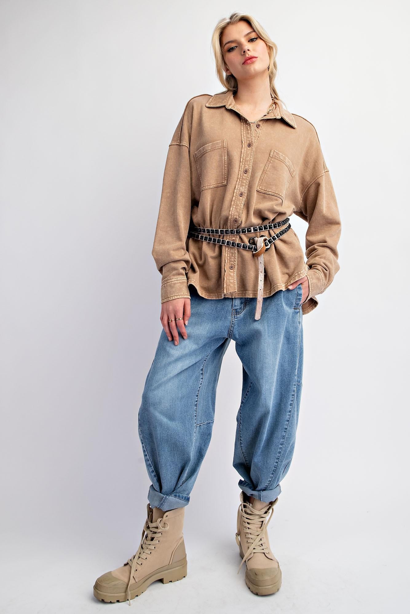 Latte Terry Knit Top