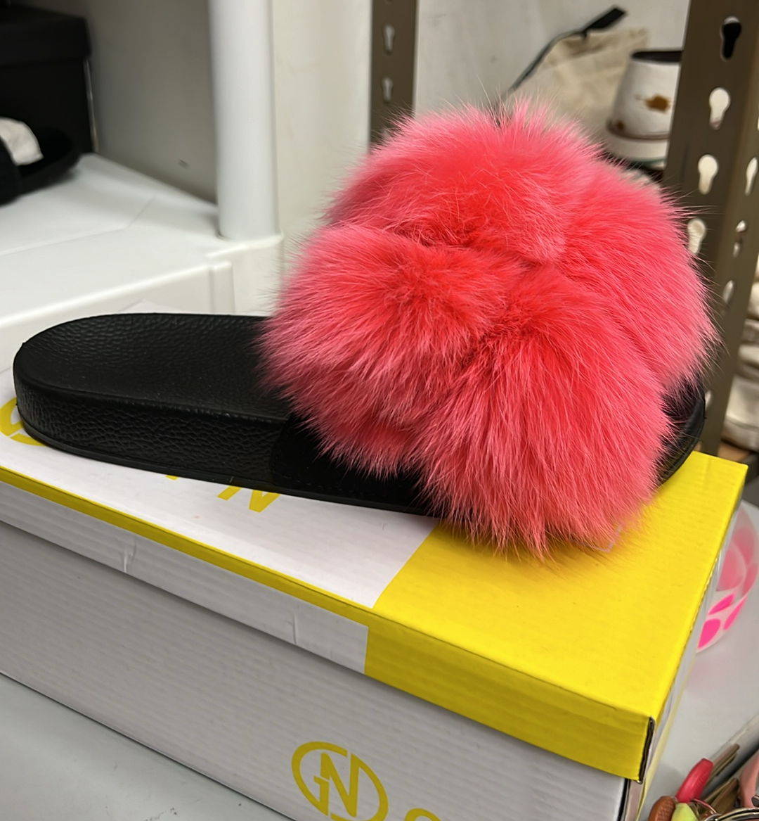 Hot Pink Fur Slides