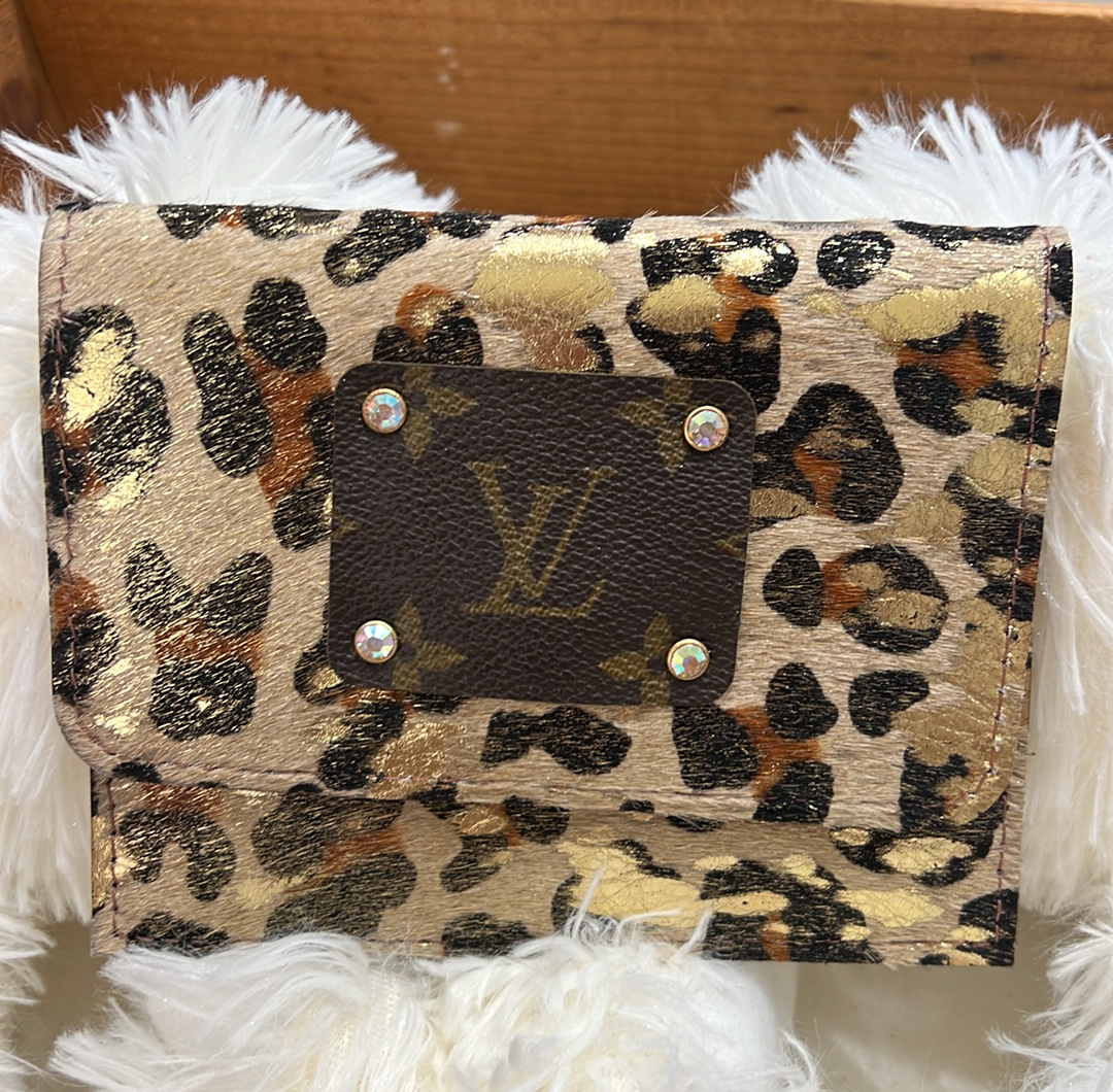 Upcycled Rowdy Ranch Flora Gold Leopard Wallet