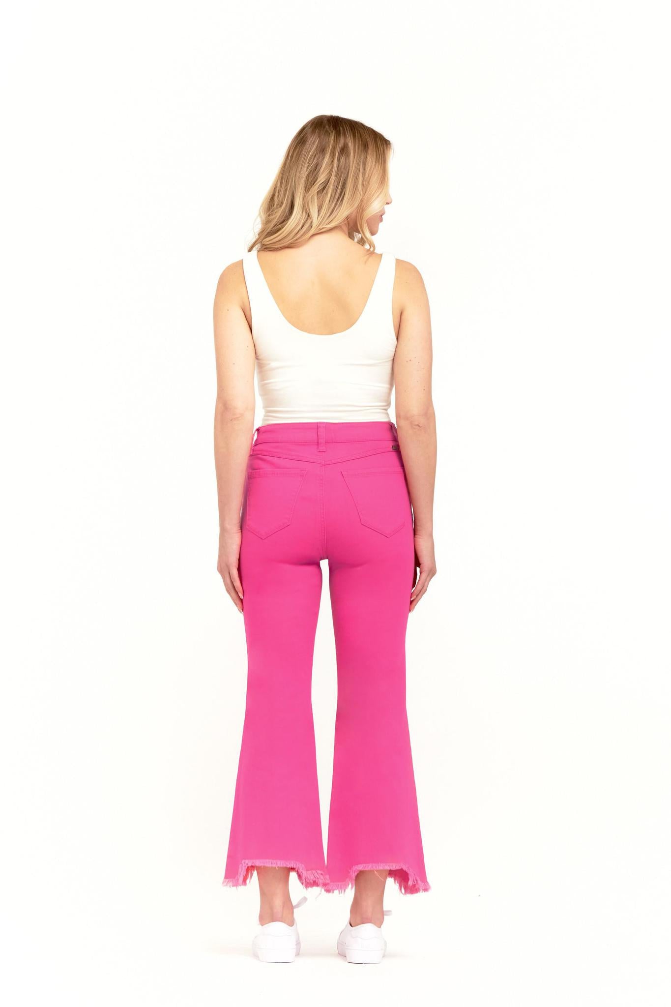 Pink HR Bootcut Sharkbite Hem Jeans