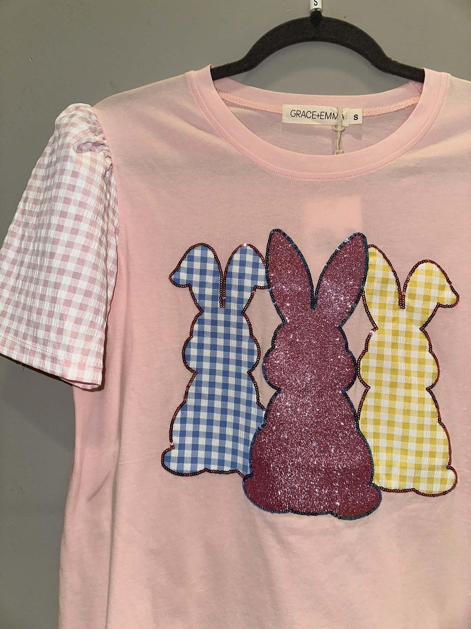 Bunny Patches on Pink Princess Top