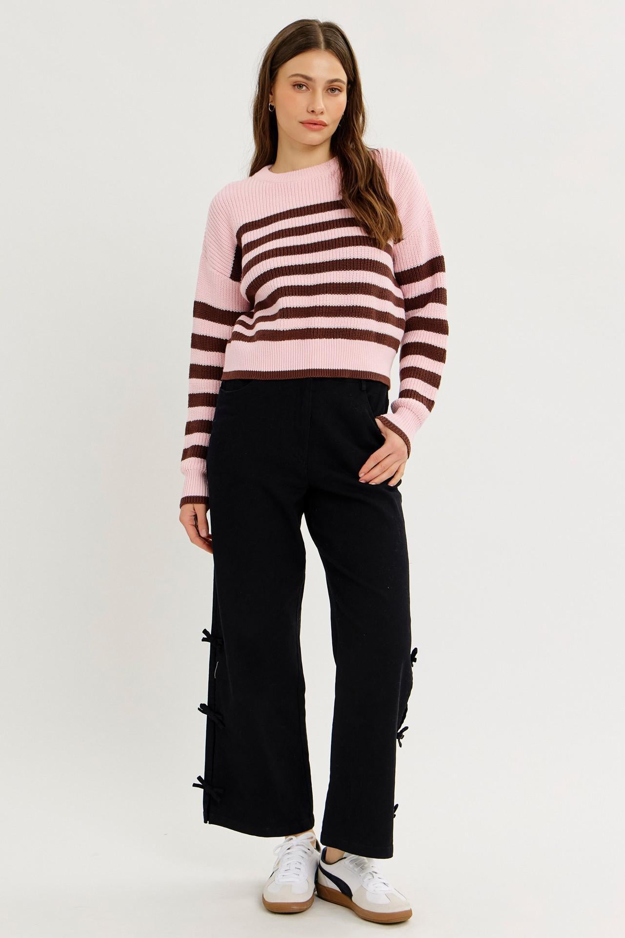Garment Washed Side Bow Detail Western Pants