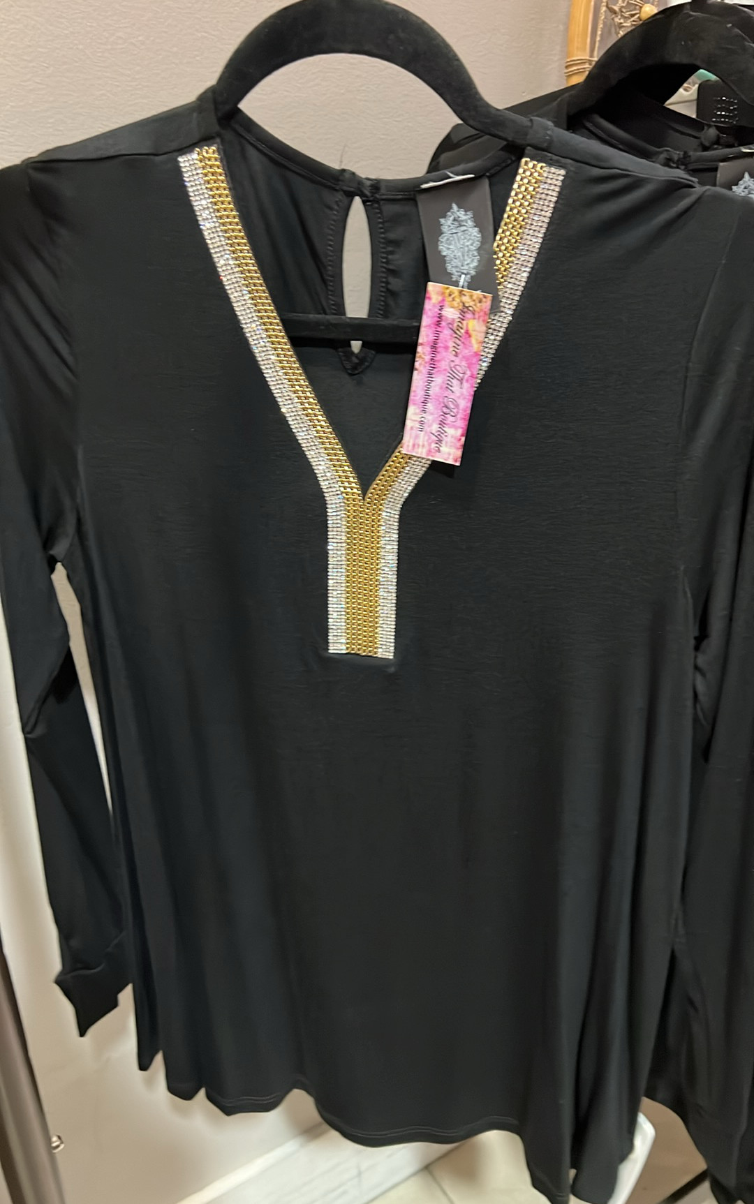 Rhinestone Neck Top