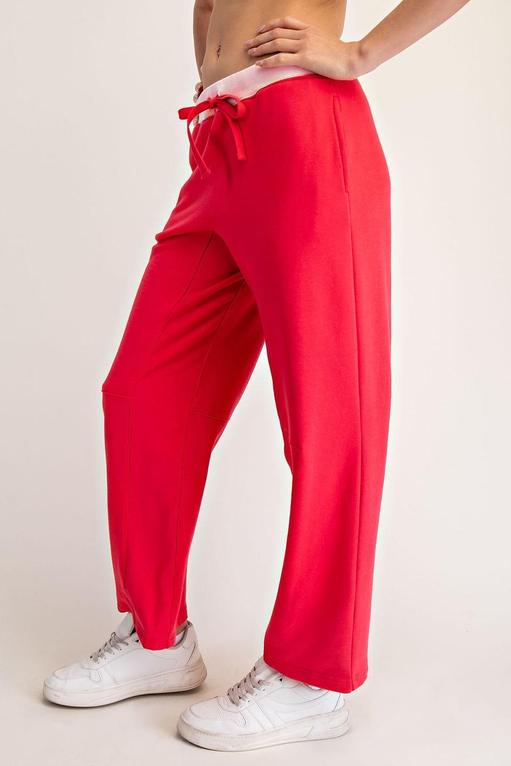 French Terry Playful Pant - Candy Red/Pink