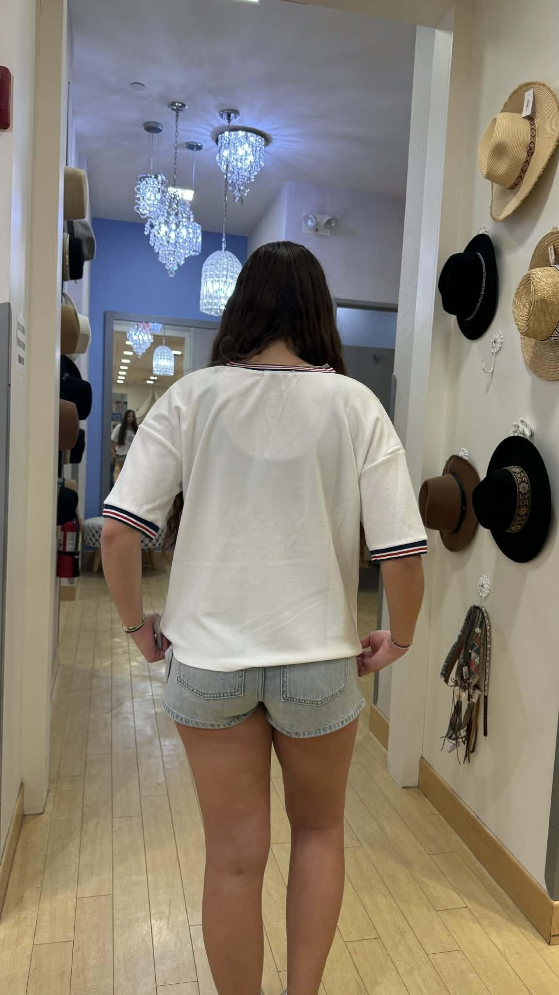 Sequin Americana Treats V-Neck Top