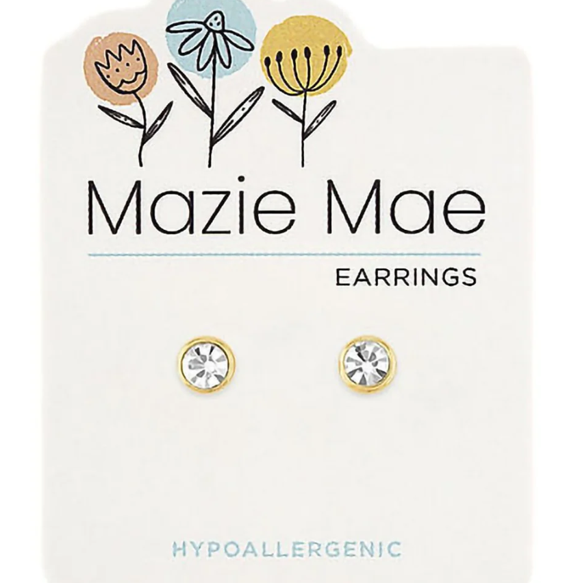 Gold CZ Stud Mazie Mae Earrings