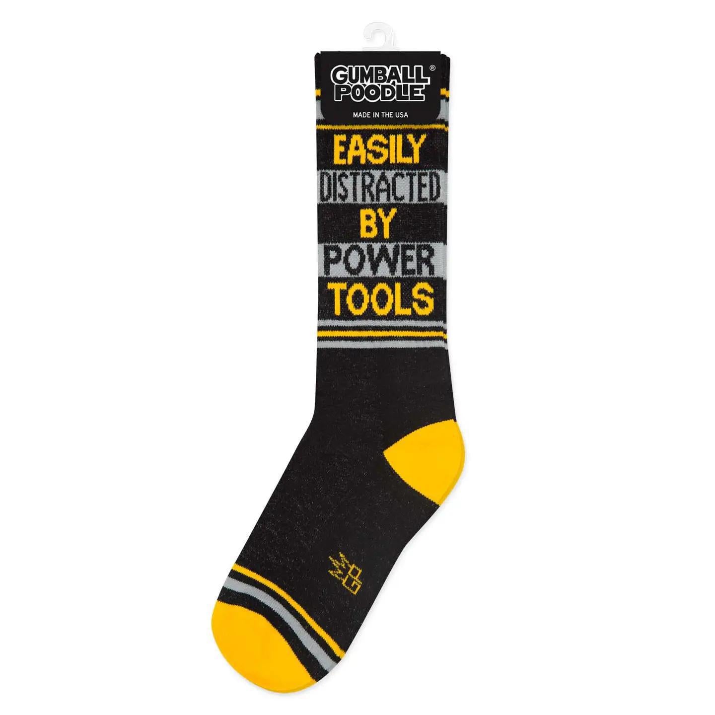 Easily Distracted By Power Tools Gym Crew Socks