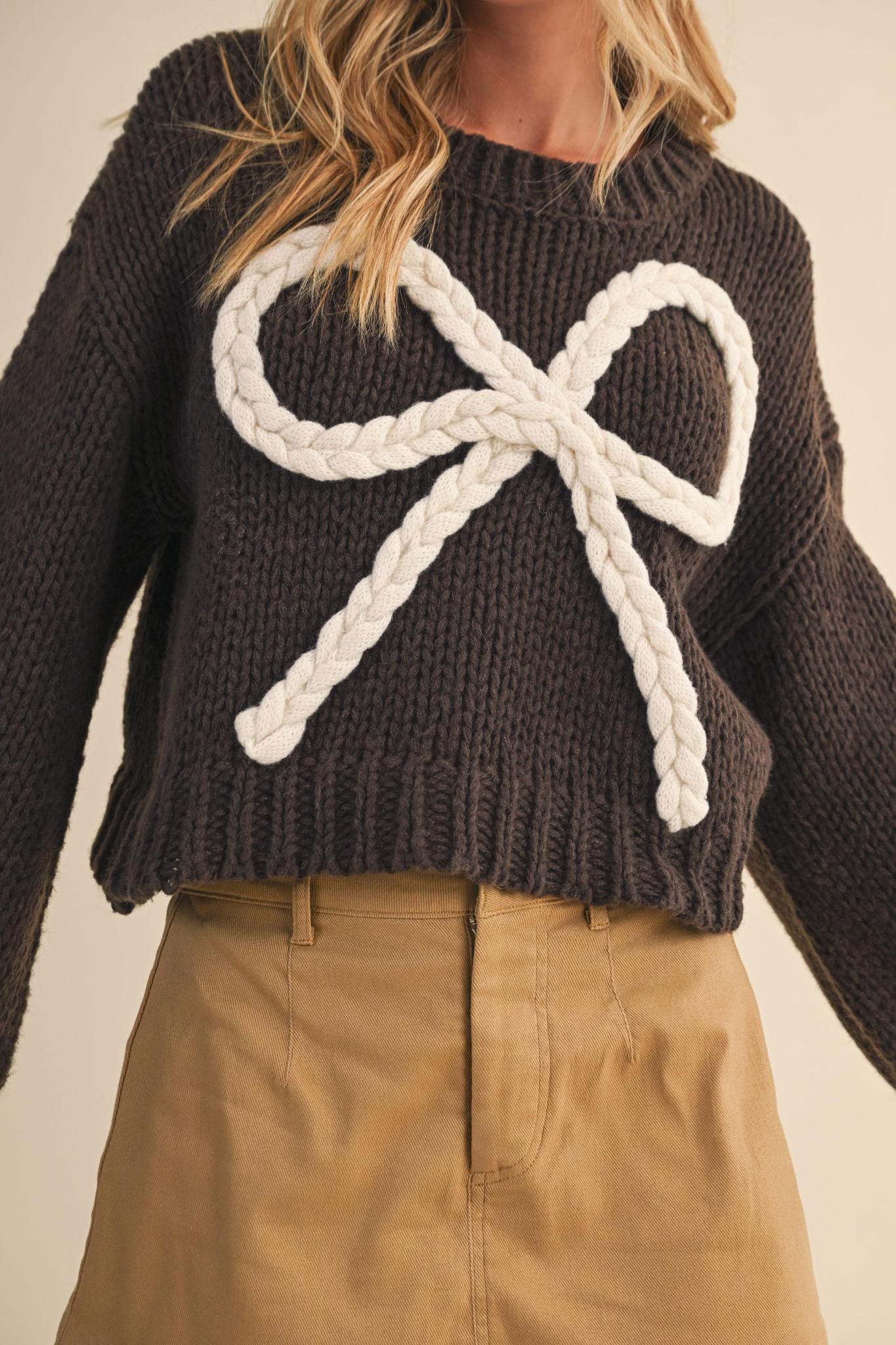 Braided Ribbon Chunky Sweater Top
