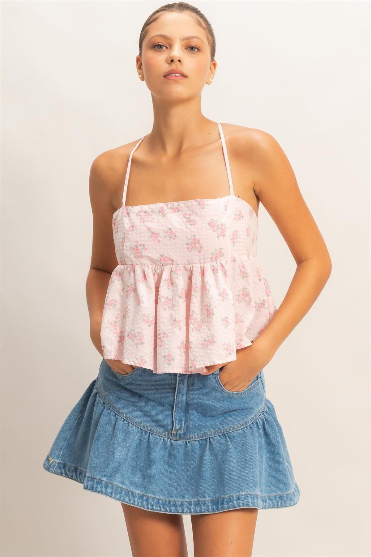 Floral Seersucker Babydoll Top