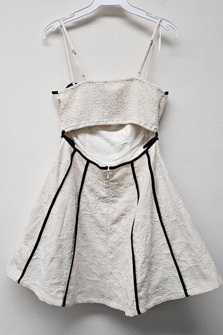 Natural Embroidery Cutout Back Dress
