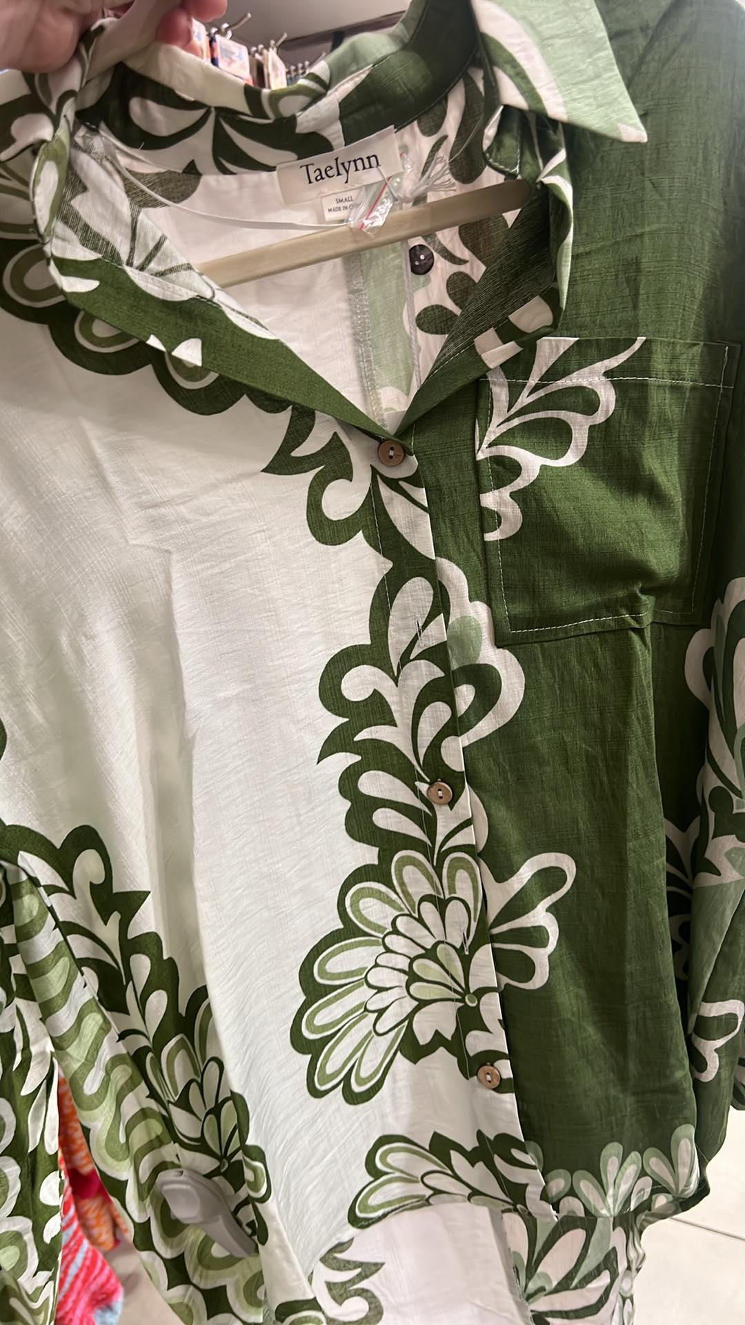 Green Multi Button Top