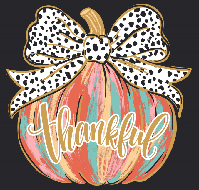 SC Soft Thankful Painted Pumpkin Front Print - Black