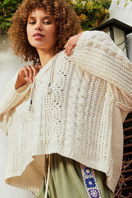 Cream Cable Hoodie