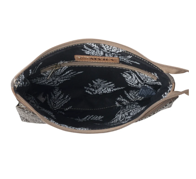 Wildprint Trail Vintage Crossbody Bag for Women in olive with tile detail