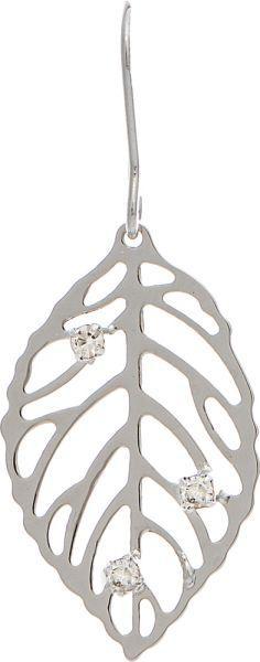 Silver Crystal Cutout Mini Leaf Earring