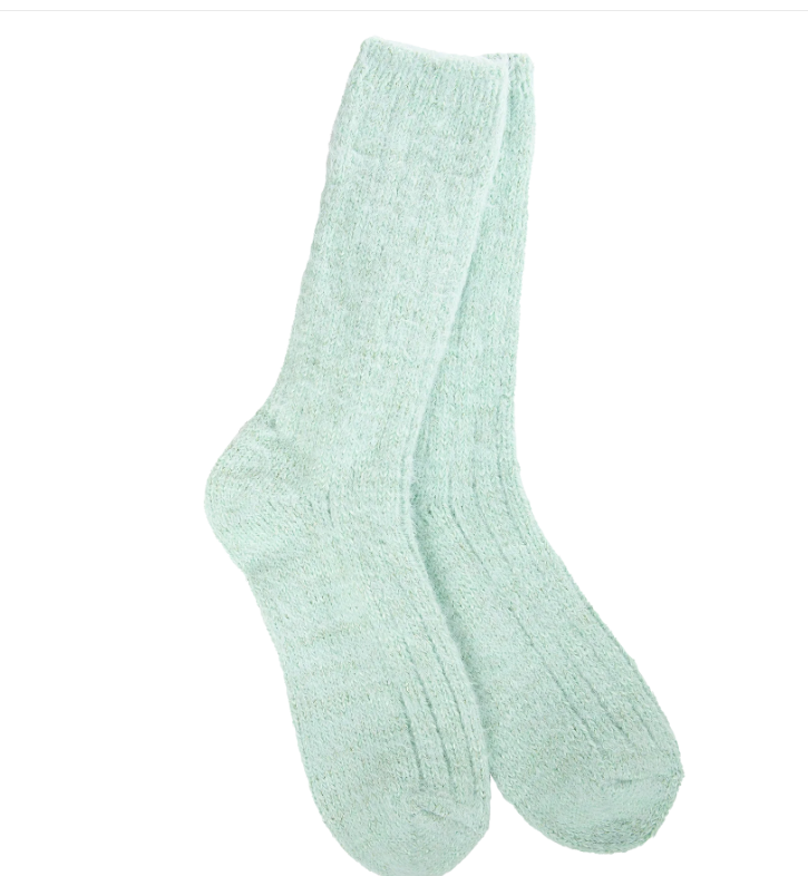 Frosty Green Ragg Feather Crew Socks