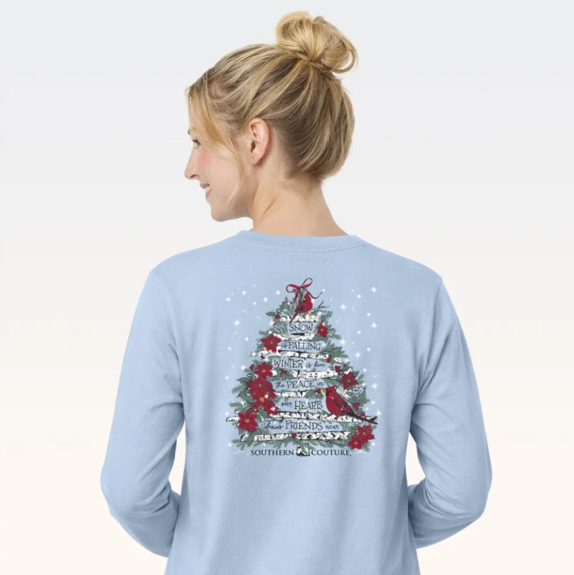 SC Classic Cardinal Bird Tree On LS - Light Blue