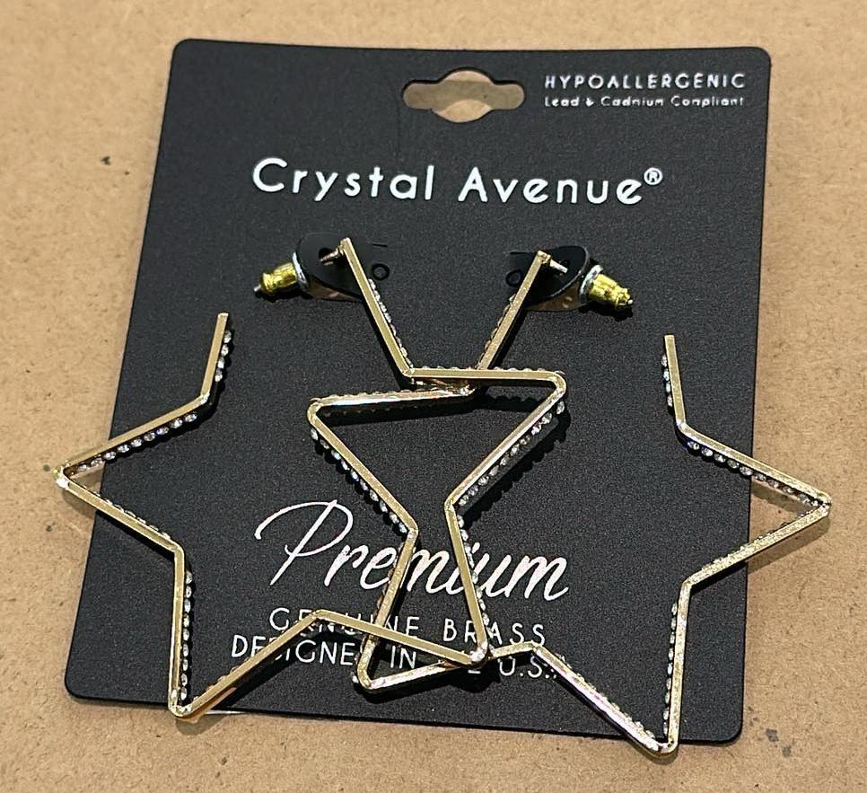 Thin Crystal Star Hoops