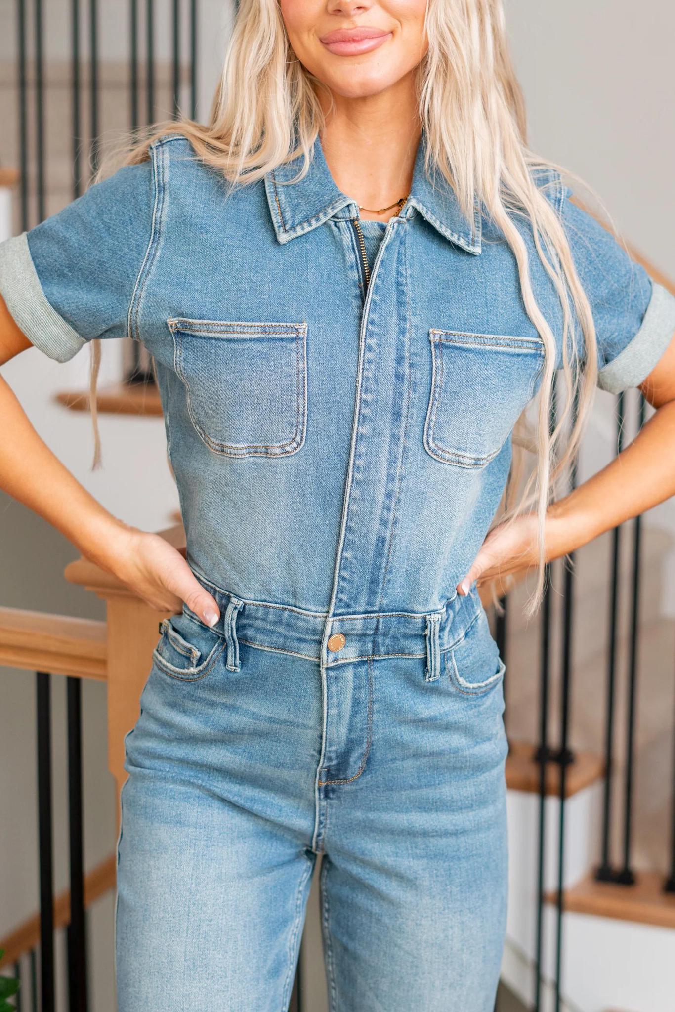 Judy Blue Denim Straight Jumpsuit